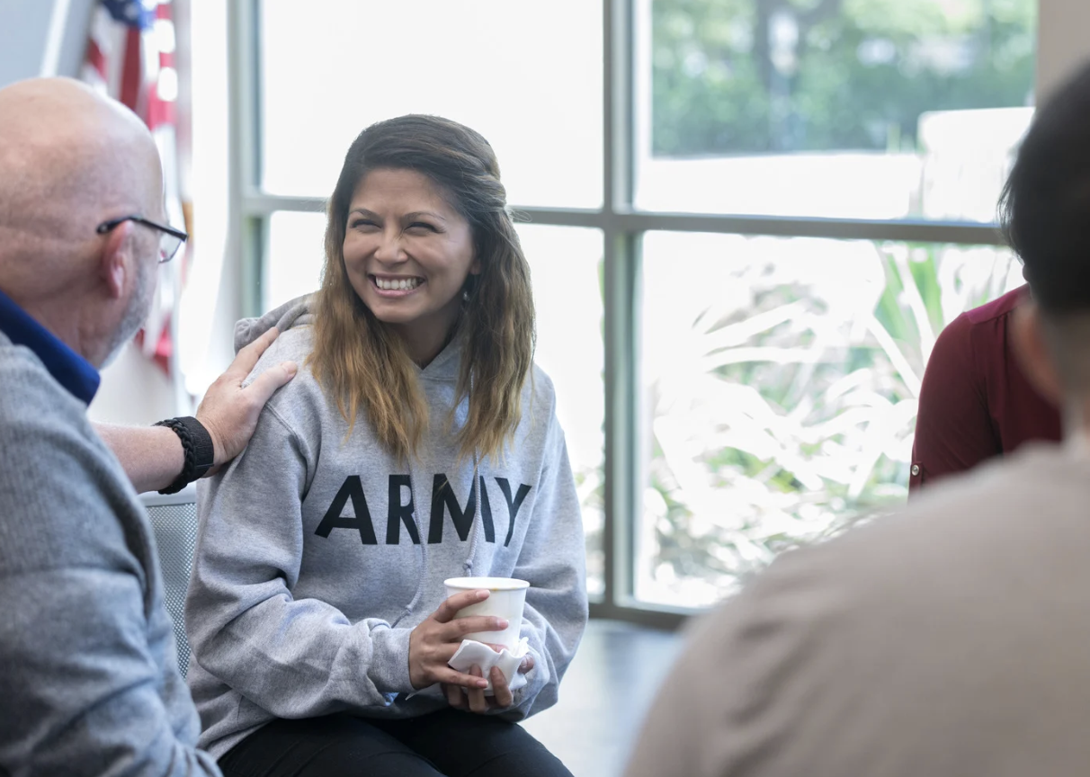 talking to female army veterans