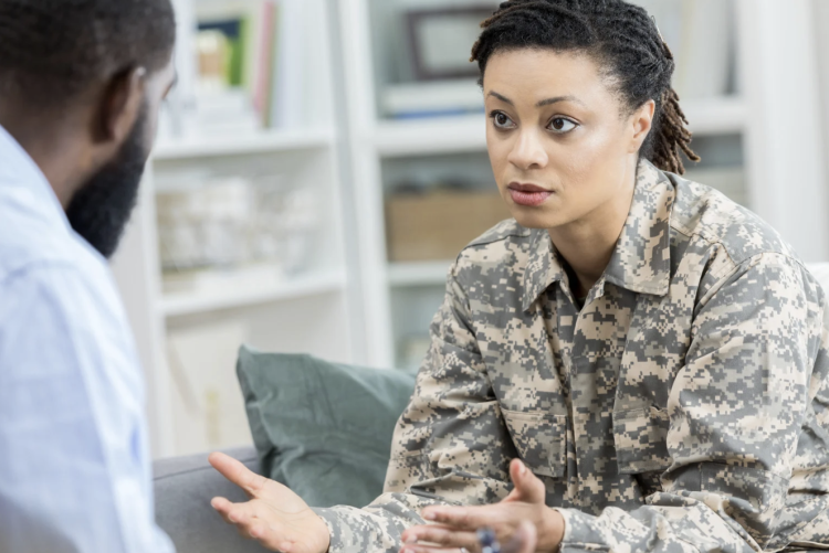 veteran talking to someone